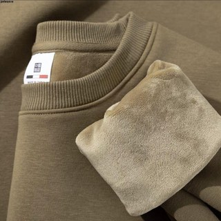 爆 加絨加厚長袖T賉男 美拉德穿搭!600G重磅咖啡色加絨加厚衛衣秋冬季寬松休閑百搭上衣, 超圓銀狐絨 駝色,L