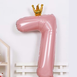 32吋玫瑰金數字立柱氣球, 派對數字大氣球：7, 1組