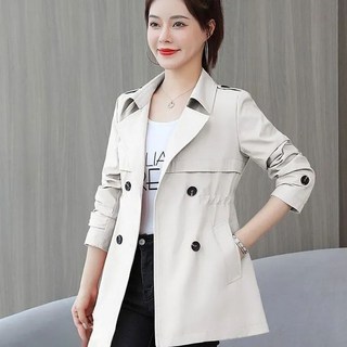 여성 쇼트 트렌치 코트 봄가을 키작녀 캐주얼 기질 숏 자켓 루즈핏 슬림핏 반코트 상의 LJX