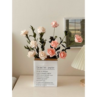 인조 장미 꽃다발 인테리어 조화 플라워 데코 소품 촬영용 빈티지 스타일, 샴페인 5개+오프화이트 5개