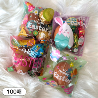 부활절 계란 포장 비닐백 교회 행사 사탕 초콜릿 간식 담기 선물, 100개, 혼합색상