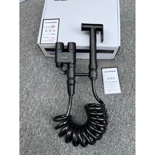 KOHLER/科勒 三色全新馬桶伴侶全銅噴槍 沖洗衛生間馬桶水箱伴侶 一進二出2M沖洗器增壓高壓水槍套裝, 黑色全銅全套, 1個