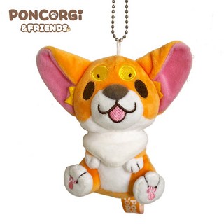 PONCORGI 柯基犬椪椪與好朋友 小吊飾 絨毛 娃娃, 1個