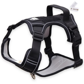 독스랩 강아지 컴포트 앞섬방지 하네스, 블랙, 1개