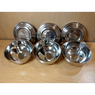 啵比小舖幼兒園ABC款不鏽鋼兒童碗，附蓋三色碗，寶寶用餐好幫手，安全無毒材質, 三碗三蓋, 1個