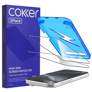 코커 압도적 터치감 아이폰 강화유리 액정 보호 필름 실크글라스 원터치, 2개