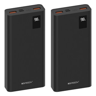 SPEEDY 슬림핏 PD 20W 고속충전 보조배터리 20000mAh 멀티단자 + 20W C타입 케이블, SPE-B2PA20DPQ, 블랙+블랙