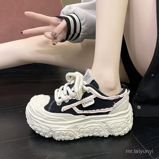 限時購 厚底帆布鞋小白鞋2024春季新款運動鞋增高百搭闆鞋休閒女鞋韓版防滑透氣運動鞋UOW
