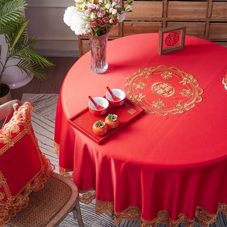 중국집 원형 테이블보 협탁 깔개 중식당 대형 중식 식탁보 원탁, 붉은색, 200CM 원, 1개