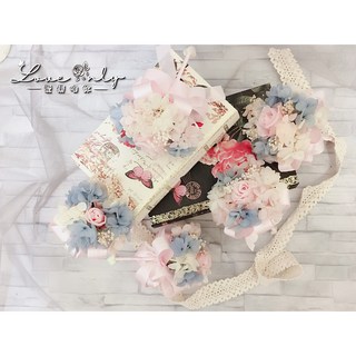 公主的夢中婚禮伴娘花童迷你捧花束 韓系不凋花胸花 乾燥花 手作婚禮小物 結婚進場花束