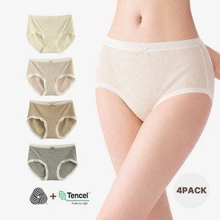 리보네 [메리노울+텐셀] 사계절 심리스 여성팬티 4종세트