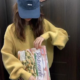 杜達女孩 綿羊絨坑條澎澎毛衣 針織上衣 女毛衣 長袖上衣 圓領寬鬆顯瘦毛衣