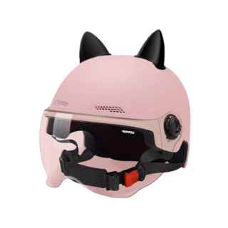 MILLANDA 헬멧 전동차 헬멧 3C 인증 전동차 헬멧 오토바이 헬멧 사계절 헬멧, 투명하다, 고양이의 귀-분홍