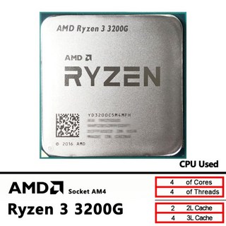 AMD 라이젠 3 3200G 중고 3.6GHz Zen+ 0.012 쿼드 코어 스레드 65W CPU L3=4M YD3200C5M4MFH 소켓, 01 CHINA