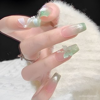 貓眼美甲穿戴甲 顯白氣質 小清新 指甲貼片, 1個, M114.星蝶公主（短款)顯白顯瘦,贈送【果凍膠+酒精棉+卸甲棒+膠水+搓條