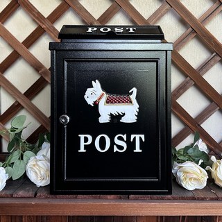 下殺#歐式 英式民宿別墅信箱 室外防雨郵箱 壁掛郵筒 田園創意信報箱 帶鑰匙鎖信箱 翻蓋式投遞 復古風, 小狗