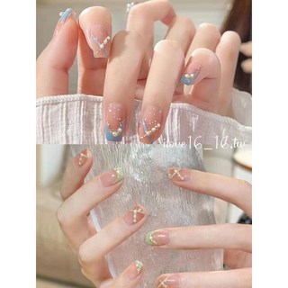 簡約溫柔淺色法式款可愛款穿戴甲, 1個, VT849綠色法式,特小號XS（14-10-11-10-7）, 綠色