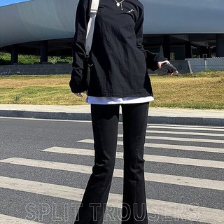 梨卡 女裝 高腰顯瘦開叉喇叭牛仔褲 寬版女生牛仔褲 GA1139