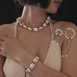 쏘핍 보헤미안 여름 천연 조개 초커 목걸이 팔찌 쉘 비즈