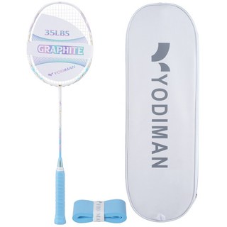 YODIMAN 배드민턴 라켓 풀 카본 5U 초경량 남녀 프로급, 1개, 하늘색