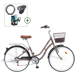 2026 삼천리 24 프림로즈 자전거 7단 클래식 알루미늄 시티형자전거, 1개, 167cm, 모카(무광/99%조립)