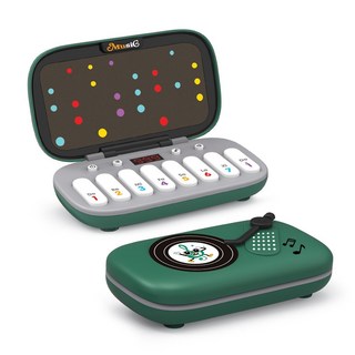 兒童音樂電子琴 跳舞機 益智闖關 節奏遊戲機 指壓跳舞墊 減壓玩具, 1個, 彈奏電子琴游戲機【綠色】標配版：配一次性電池