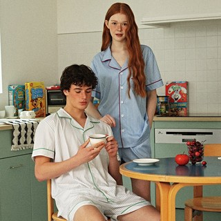 오셀픽 더 클래식 반팔 파자마 세트 여름 잠옷 여성 남성 커플 홈웨어