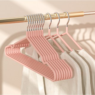 日式無痕不鏽鋼衣架 止滑浸塑晾衣架 加粗加厚曬衣架 防滑褲架, 無痕款-粉色, 1個