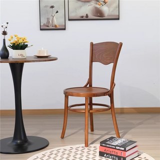 復古藤編餐椅 餐桌椅 實木椅 靠背椅 餐廳椅 藤編椅 中古餐椅 民宿餐椅, 中古色-實木坐墊, 1個