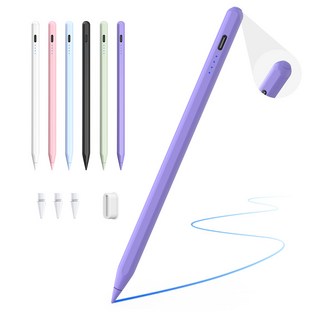 JAMJAKE 아이패드 호환 스타일러스 펜슬 스마트 터치펜 초미세 펜촉 USB-C 충전식 SP8, 1개, 보라
