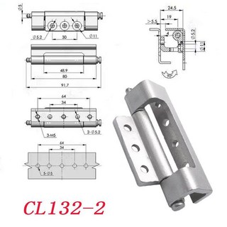 鉸鏈 加厚重型隱藏合頁, 1個, 拉絲,CL132-2不鏽鋼/2個裝
