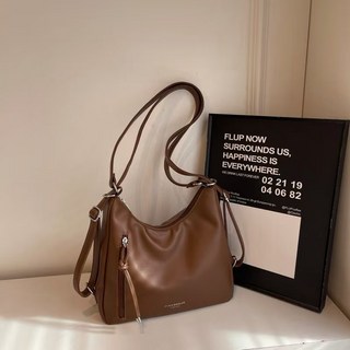 OUINA BAOLUO 女士皮革斜背包，簡約設計大容量斜肩包, 美拉德手提斜背側背包韓風肩背包托特包通勤必備大容量拉鍊包.