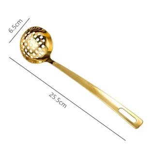 스테인레스 스틸 주방 식기 황금 냄비 소쿠리 바베큐 굽고 집게 뷔페 홈 조리기구에 대한 제공, 13 25.5x6.5 Leaky spoon, 1개