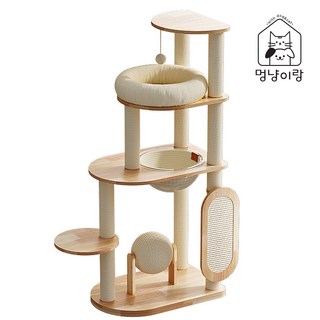 멍냥이랑 우드 트위스트 대형 원목 캣타워, 1개