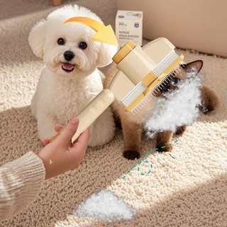 메호라 장모견 빗질 안 끊어지는 빗 장모단모 완벽 대응, 1개, 옐로우