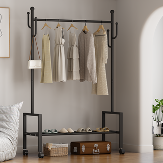 KATOOL 튼튼한 철제 이동식 행거 수납 시스템 스탠드 행거, 블래(A형)