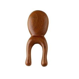 金絲檀頭皮按摩梳 按摩梳 頭皮按摩梳 經絡梳 檀木按摩梳 木梳子 經絡按摩梳 按摩梳子, 1個, 金絲檀鼻刮按摩梳 (兩 齒球), 木紋