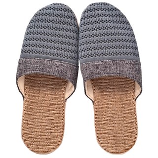 AXIS 艾克思 編織款亞麻透氣防滑包頭室內拖鞋 EVA實心底 防滑厚鞋底, 44~45, 深灰色, 1雙