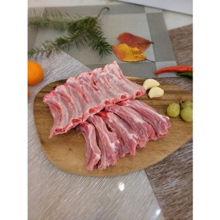 바른 고기 정육점 생 돈 등갈비 숯불 구이 삼겹살 한돈 한우 등심 안심 갈비살 수육 찌개, 찜용 작게 1000g, 1개