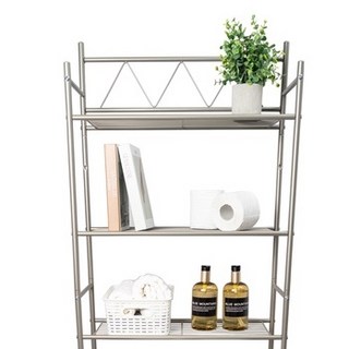 Oikes 台灣製豪華三層馬桶置物架 浴室收納架 防鏽烤漆 MIT 香檳銀/咖啡, 香檳銀,PP板*3, 1個