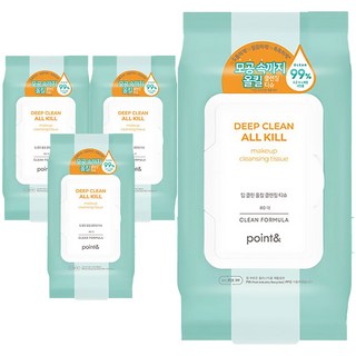 포인트앤 딥클린 올인원 클렌징티슈 80매 2p, 80매입, 4개