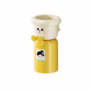 可愛卡通造型兒童牙刷架，浴室收納好幫手，開放式瀝水設計，多色可選, 多巴胺磁吸【黃白】牙刷架, 1套