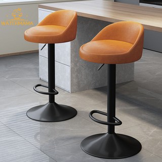 吧檯椅高腳凳子輕奢靠背酒吧椅家用升降椅子圓凳收銀前台轉椅吧凳, 1個, 特惠灰色麻布-矮款【噴漆底盤】,全新升級 防水防潮耐磨 僅剩9件