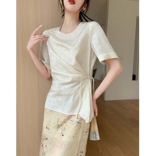 新中式襯衫女短袖2025夏裝新款白色中國風襯衣休閒女人味盤扣上衣