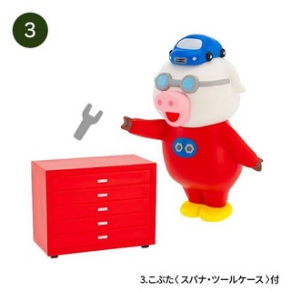 復古家 日本麵包小偷吐司第五彈 菠蘿麵包車小豬盲盒盒玩 (可指定款/特價), 1個, 3(小豬附板手與工具車)