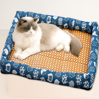 몰찜 반려동물 펫매트 쿨링 방석, 딥블루 캣, 1개