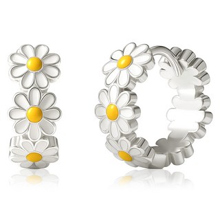 ARIN 실버925 데이지 볼드 원터치 귀걸이 AOD065