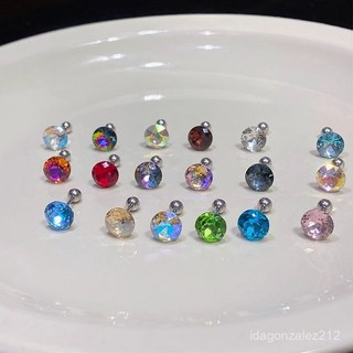 臺灣出貨 網紅爆閃華子8mm耳釘耳骨釘ins小衆超閃彩鑽螺絲擰扣精緻鈦鋼耳釘