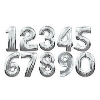 16吋銀色鋁膜數字氣球 生日氣球/歲生派對/會場佈置氣球/周歲party, 1個, 8(不含運)未滿佰元不出貨, 銀色