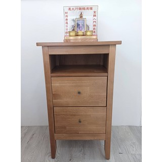 實木收納櫃 兩抽屜開放格設計, 柚木色, 1件